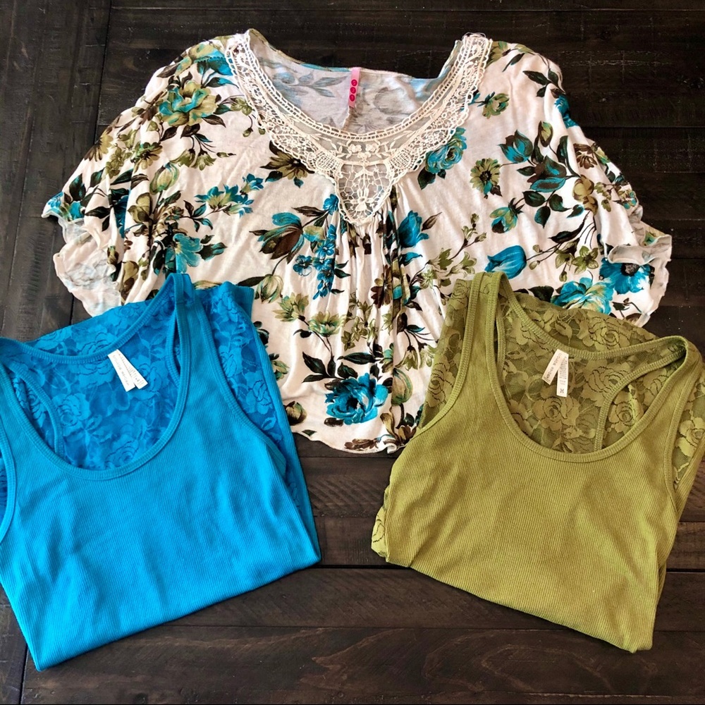 Bundle - floral cape top & matching tank